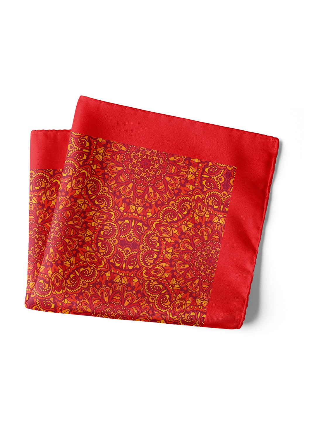 

CHOKORE Men Printed Silk Pocket Squares, Red