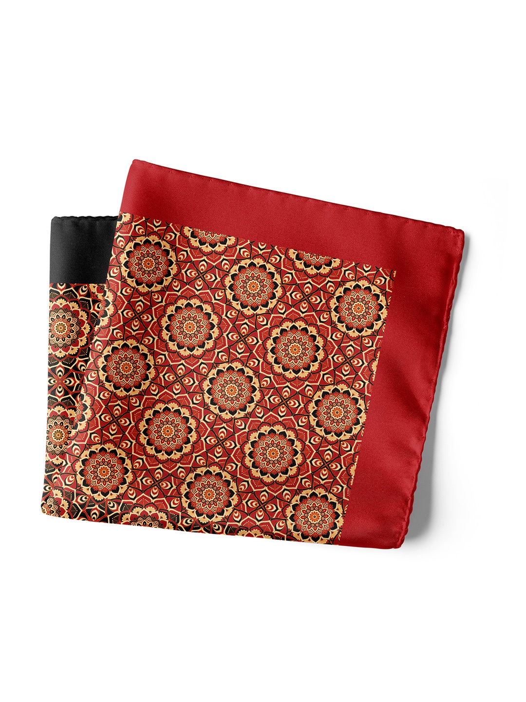 

CHOKORE Men Printed Silk Pocket Square, Black