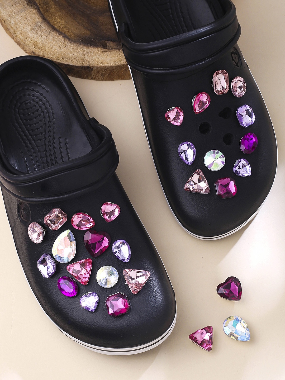 

Yellow Chimes Set of 28 Stone Studded Clog Jibbitz, Pink