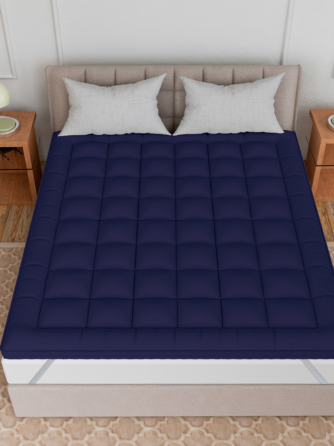 

CURIOUS LIFESTYLE Blue 1000 GSM Breathable Queen Size Cotton Mattress Topper