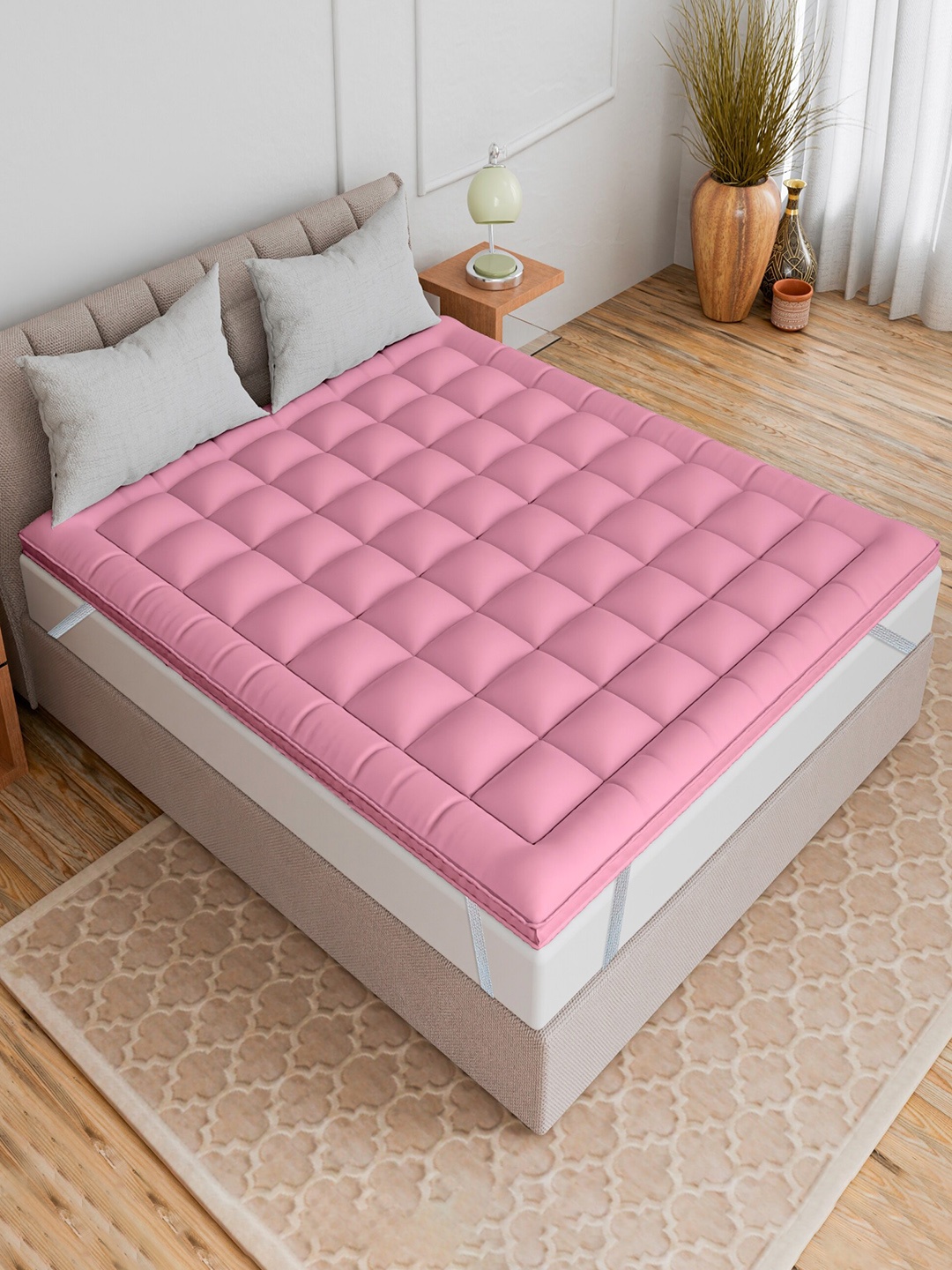 

CURIOUS LIFESTYLE Pink 1000 GSM Breathable Cotton King Size Mattress Topper