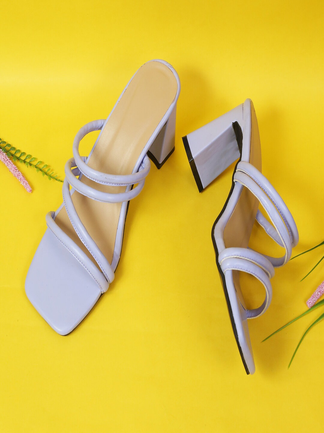 

HASTEN Open Back Block Sandals, Purple