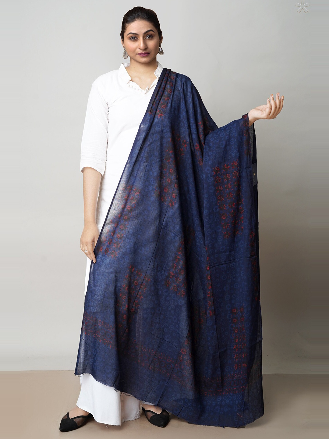 

Unnati Silks Ethnic Motifs Printed Pure Cotton Bandhani Dupatta, Blue