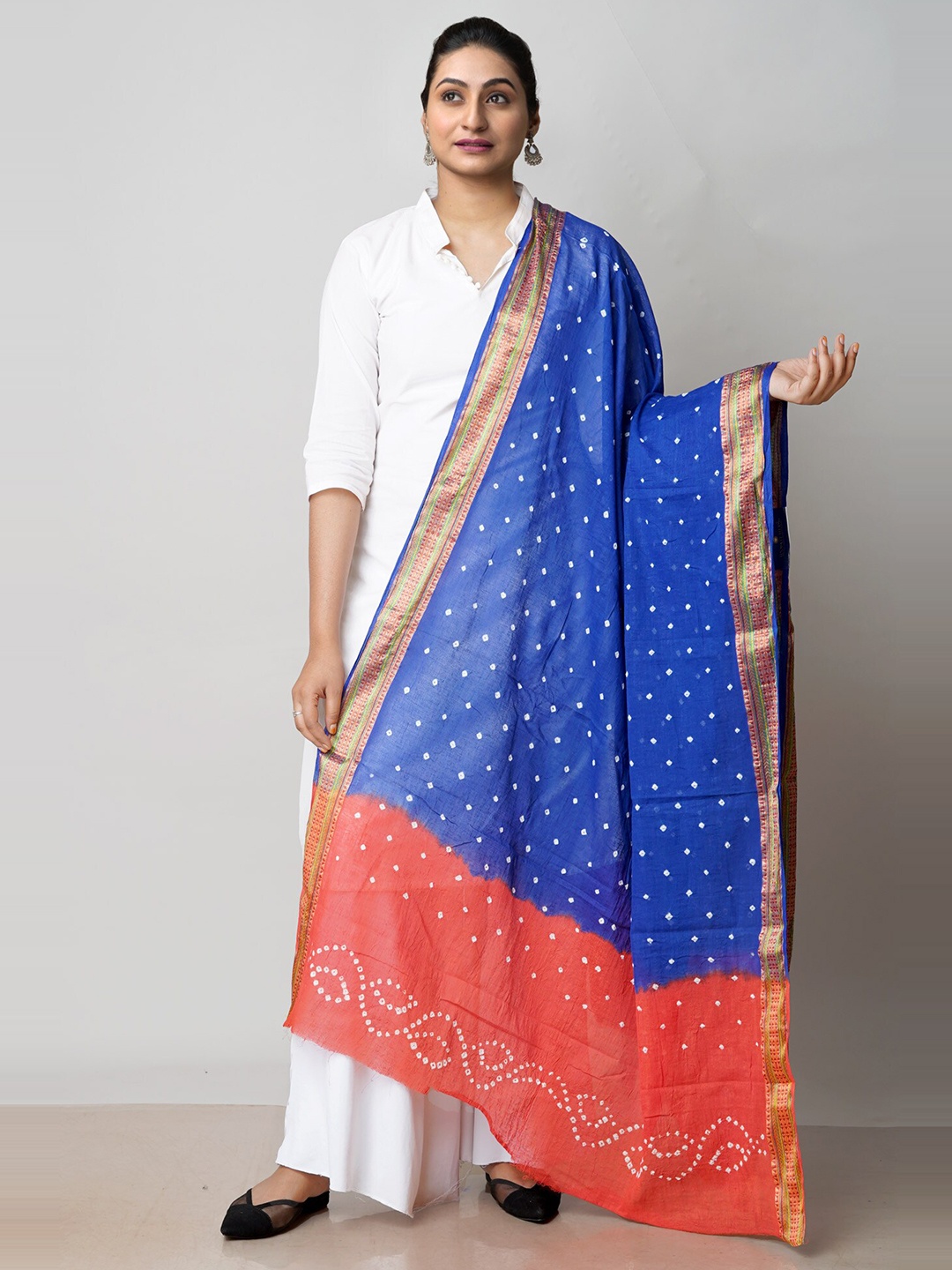 

Unnati Silks Dyed Pure Cotton Bandhani Dupatta, Blue