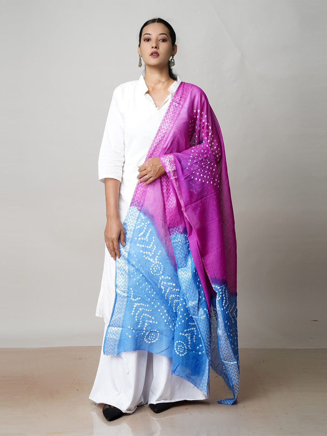 

Unnati Silks Dyed Pure Cotton Bandhani Dupatta, Purple
