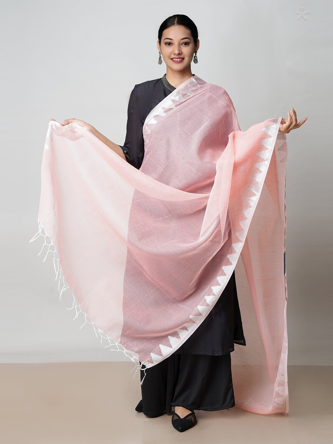 

Unnati Silks Woven Design Pure Cotton Dupatta With Zari, Peach