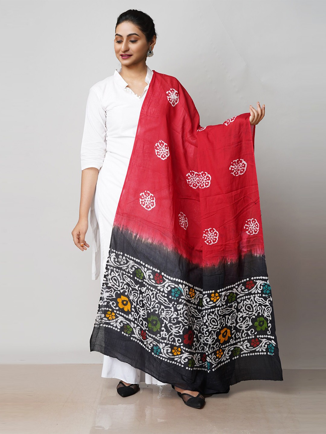 

Unnati Silks Bandhani Printed Pure Cotton Bandhani Dupatta, Red