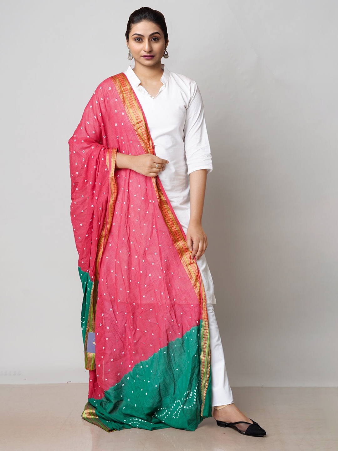 

Unnati Silks Bandhani Printed Pure Cotton Dupatta, Red