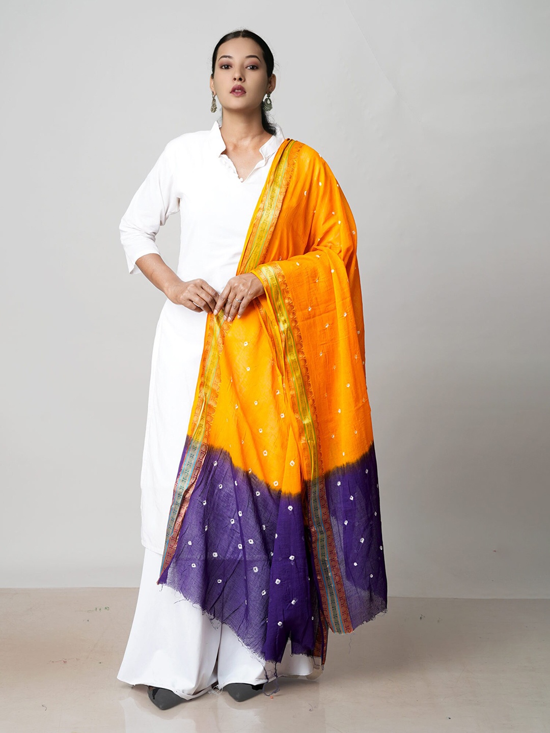 

Unnati Silks Bandhani Printed Pure Cotton Dupatta, Yellow