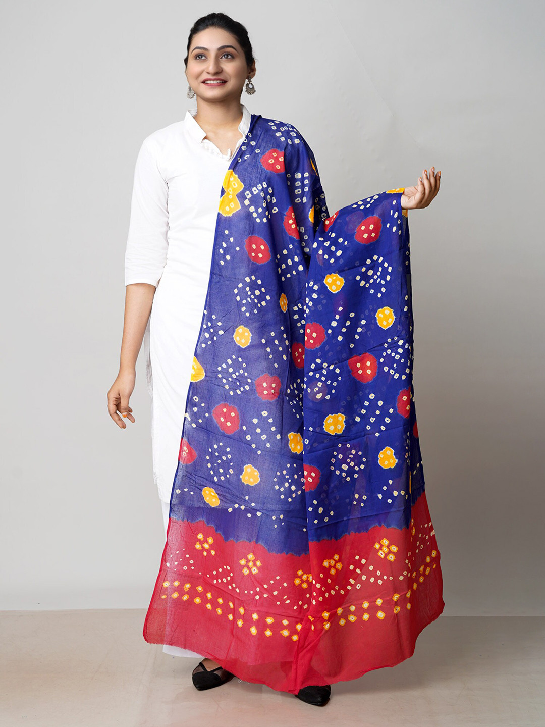 

Unnati Silks Bandhani Printed Pure Cotton Dupatta, Blue