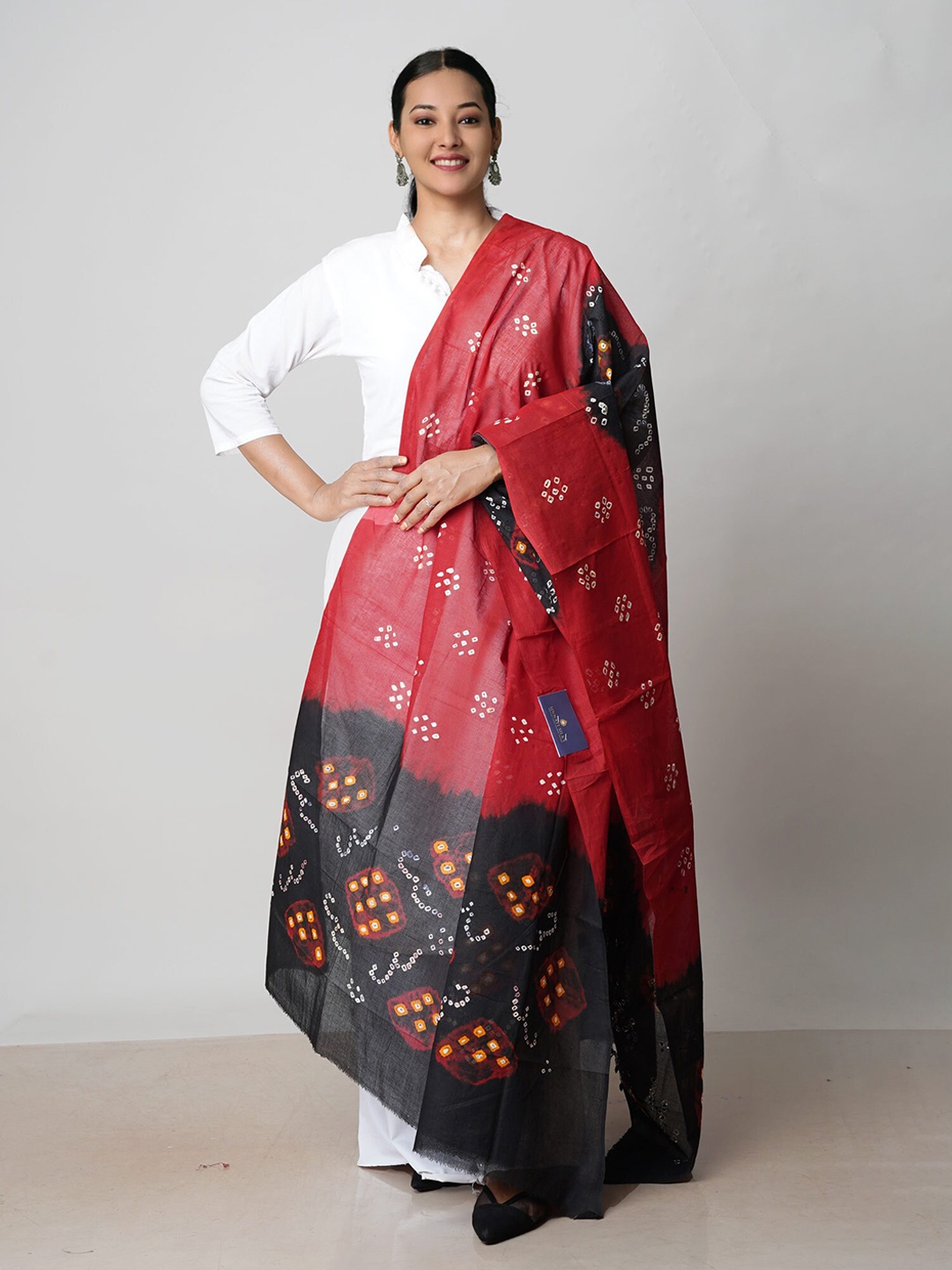 

Unnati Silks Bandhani Printed Pure Cotton Dupatta, Maroon