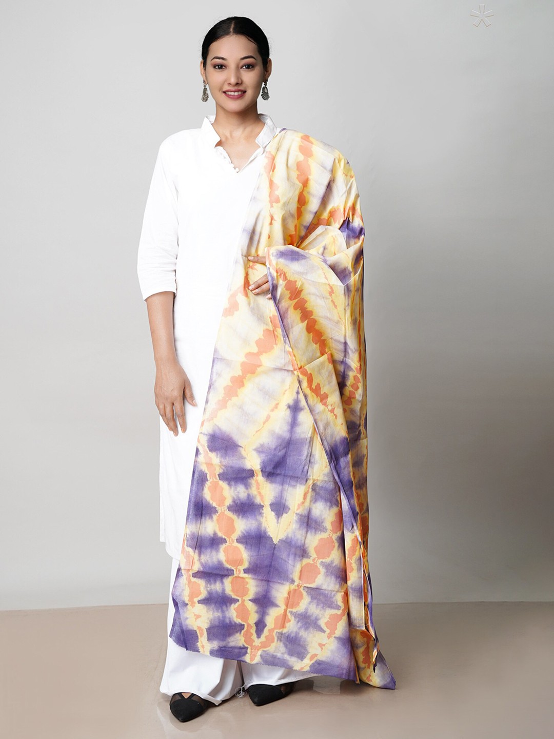 

Unnati Silks Tie and Dye Pure Cotton Dupatta, Purple