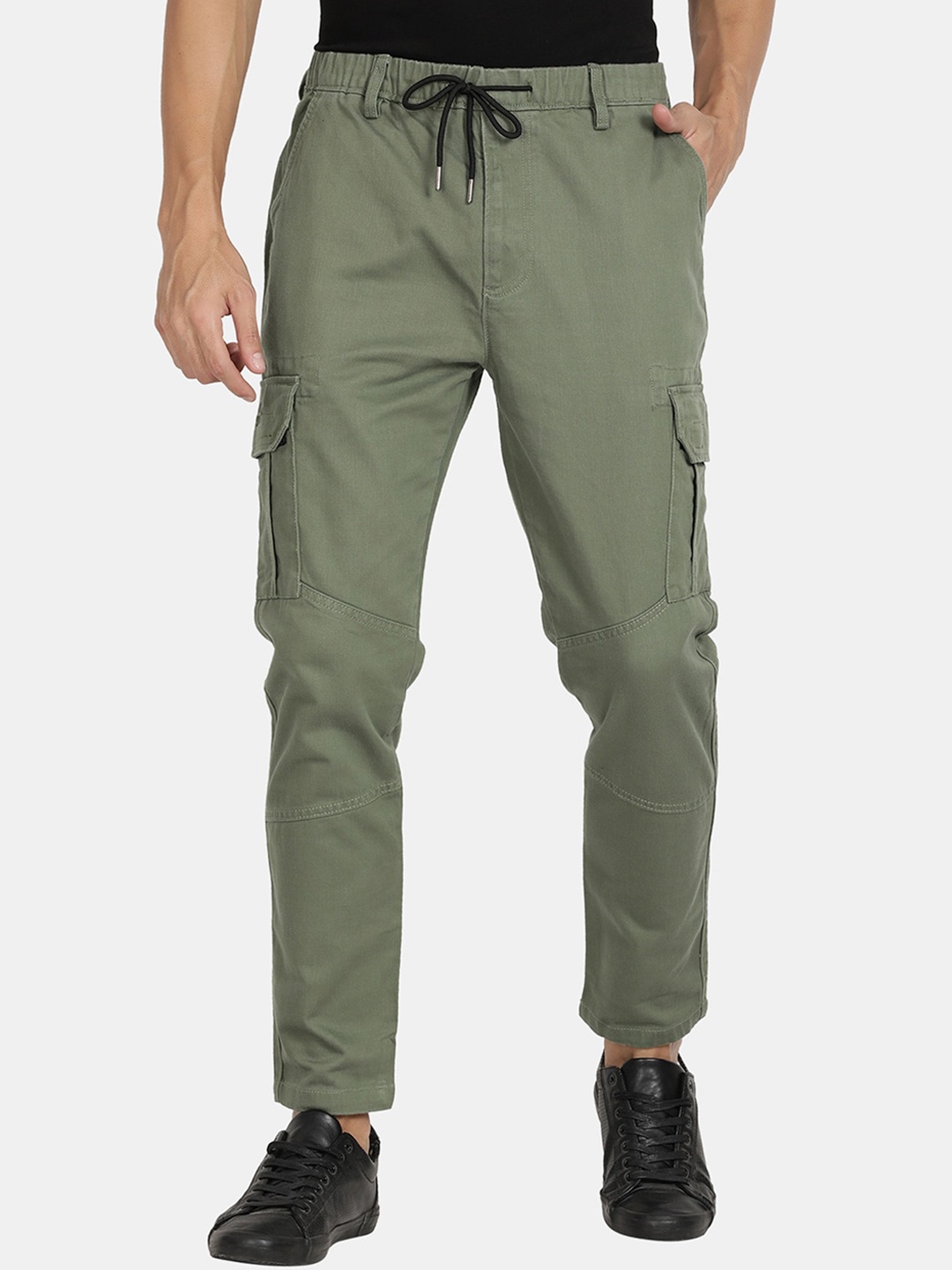 

RUG WOODS Men Classic Easy Wash Pure Cotton Cargos Trousers, Olive