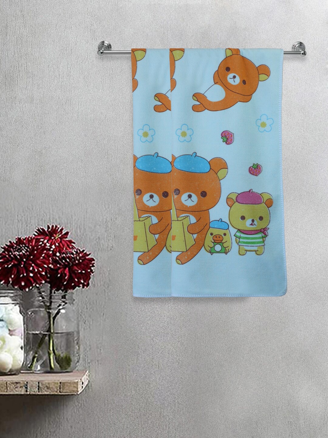 

FABINALIV Kids Blue & Yellow 2 Pieces Printed 300 GSM Cotton Bath Towels