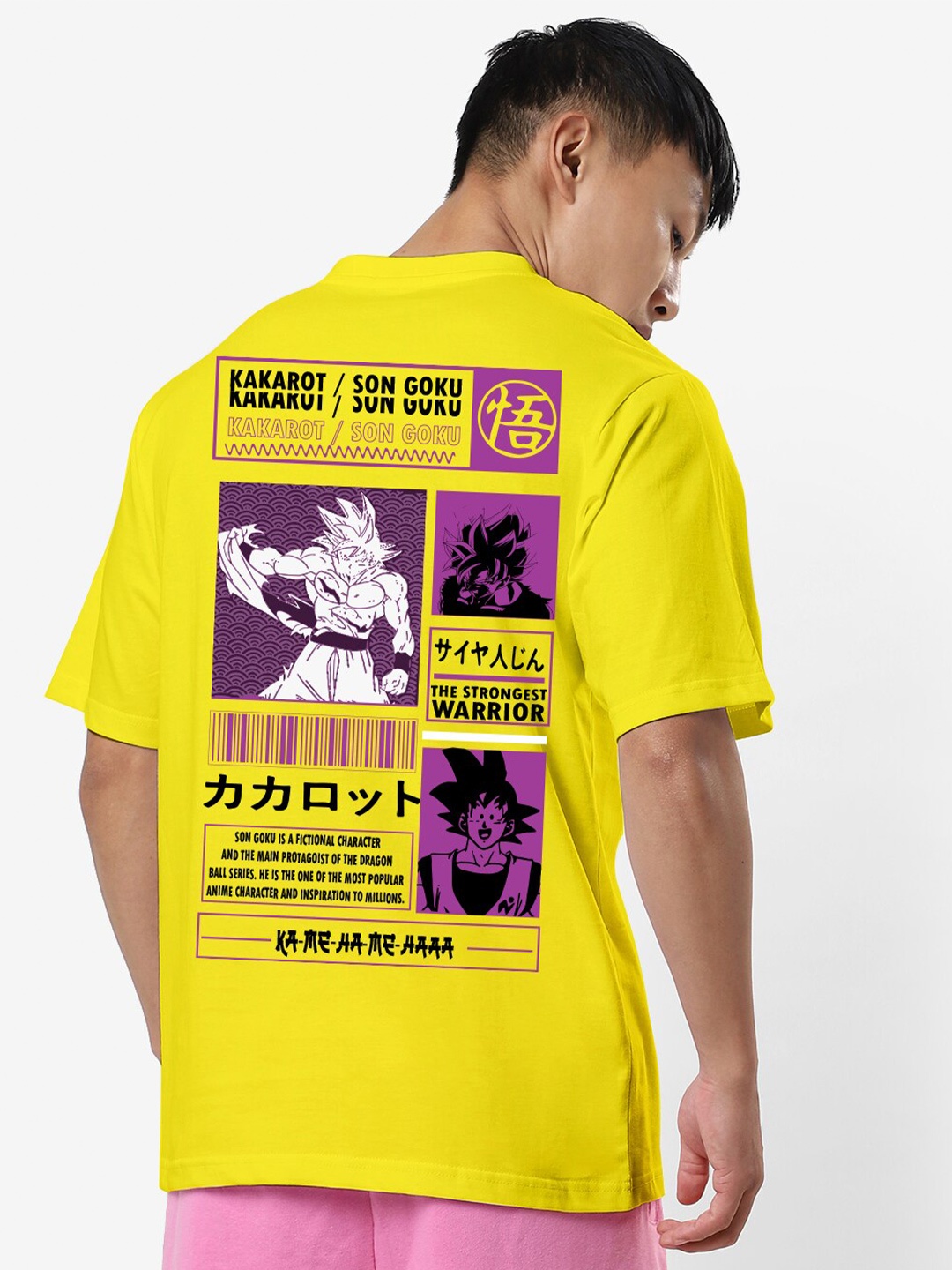 STATUS MANTRA Graphic Printed Pure Cotton Oversized T-shirt, Yellow
