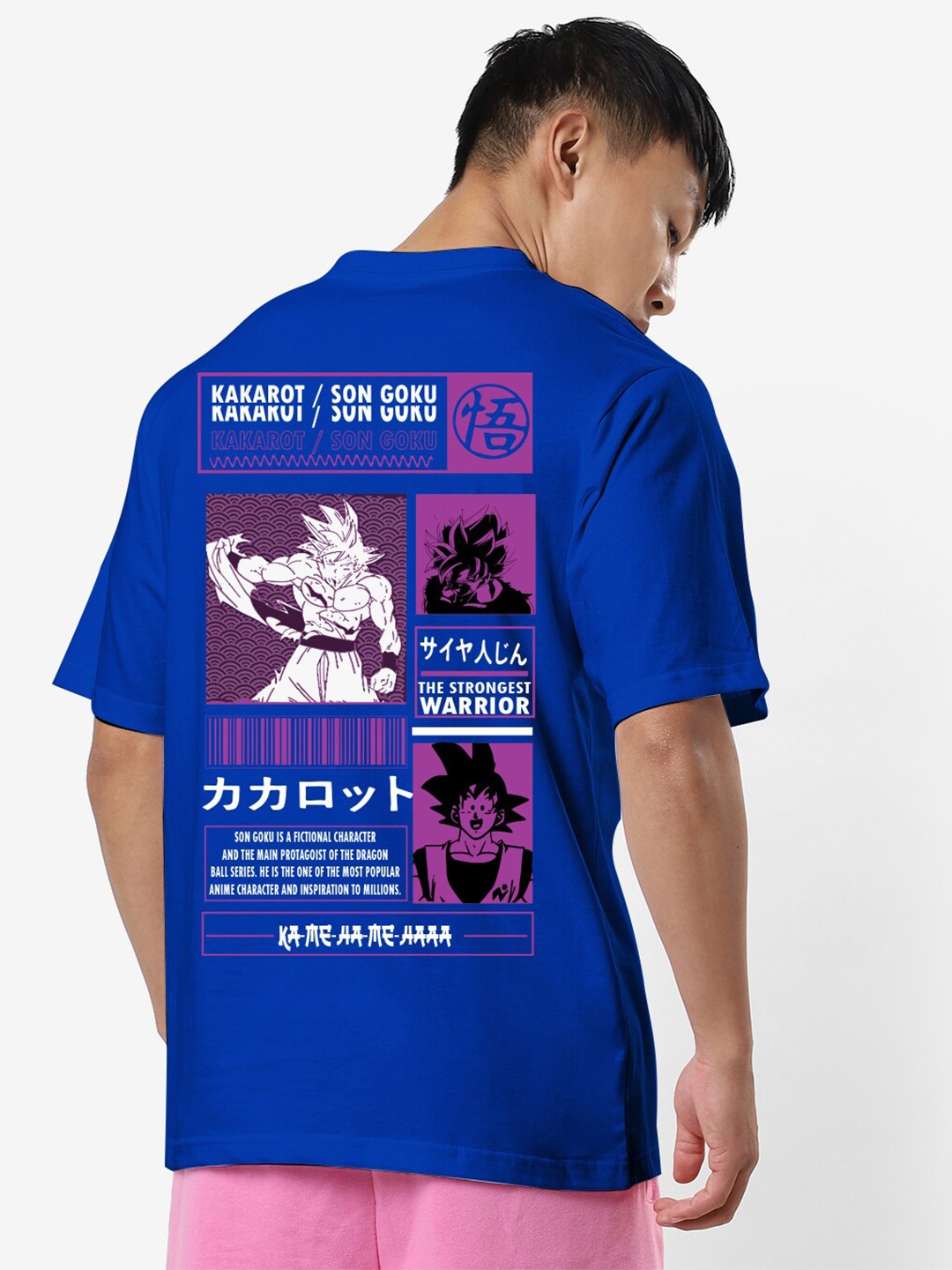 STATUS MANTRA Dragon Ball Z Printed Oversized Cotton T-shirt, Blue