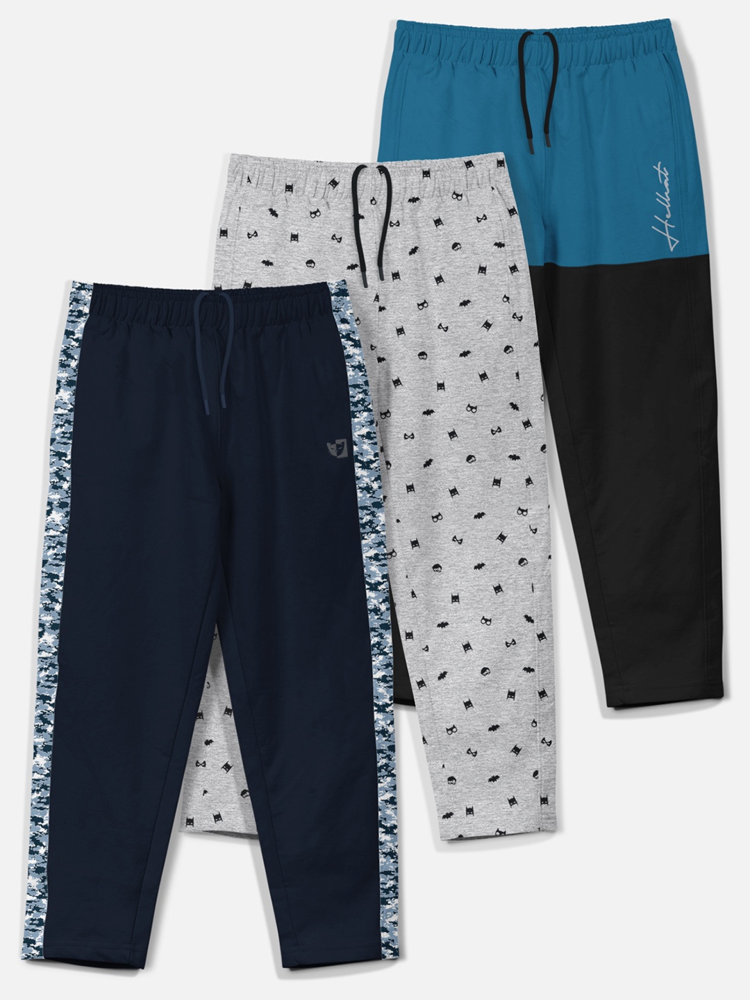 

HELLCAT Boys Pack Of 3 Conversational Printed Track Pants, Navy blue