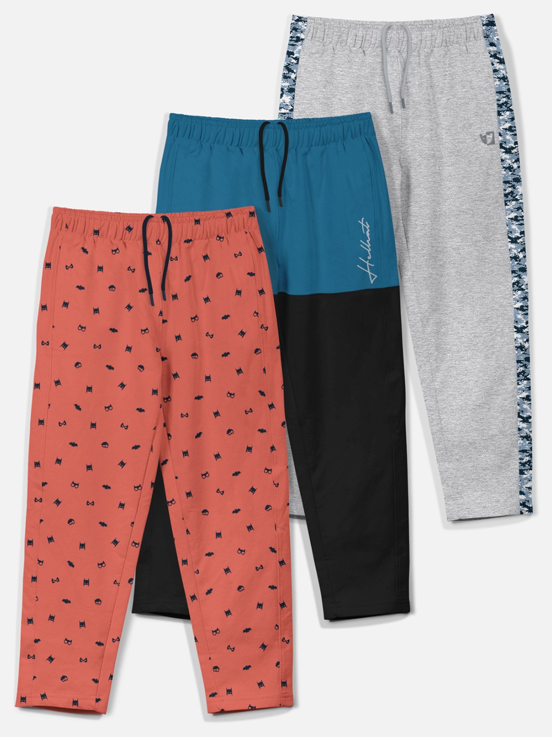 

HELLCAT Boys Pack Of 3 Conversational Printed Track Pants, Orange