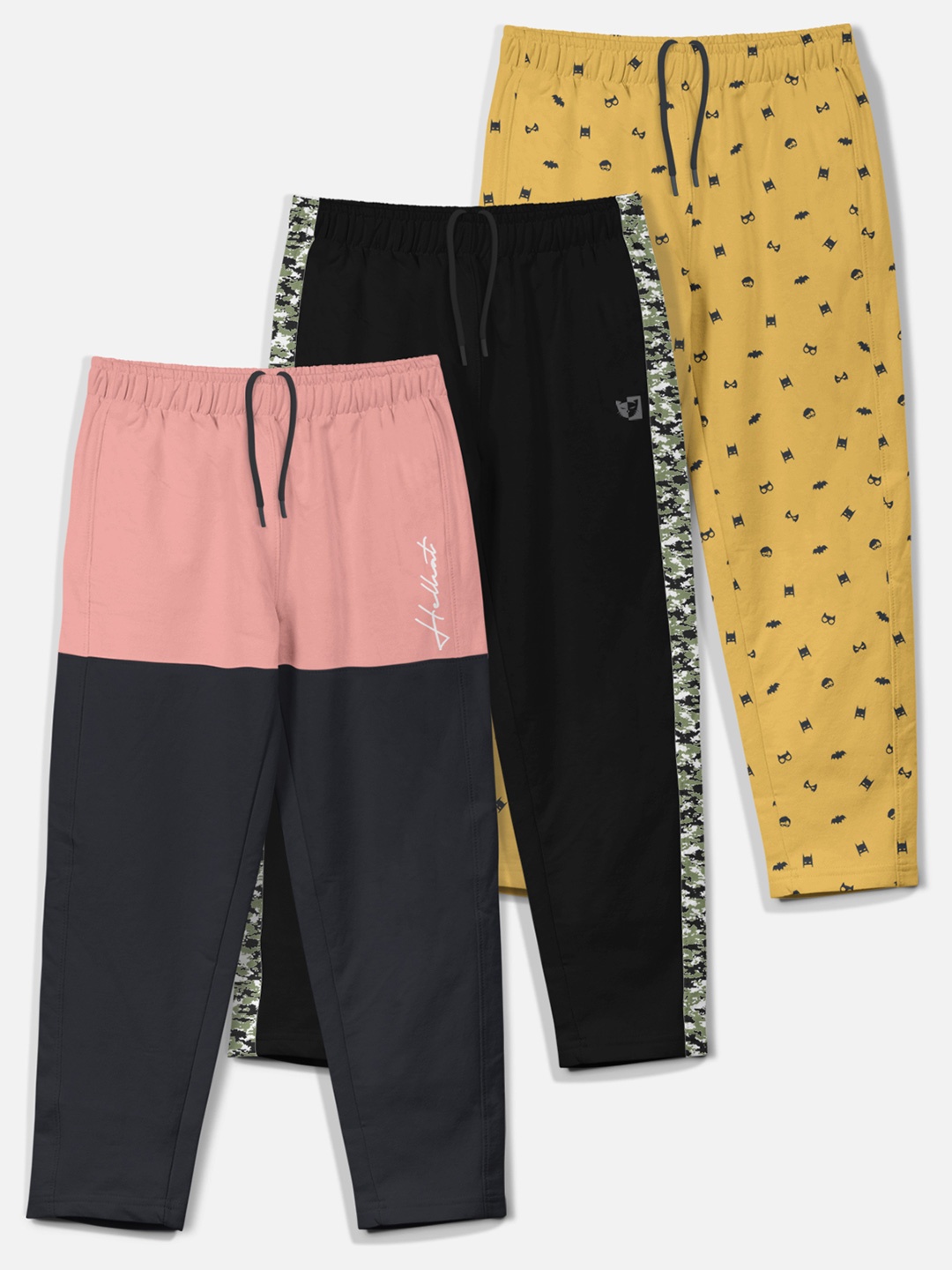 

HELLCAT Boys Pack Of 3 Printed Track Pants, Pink
