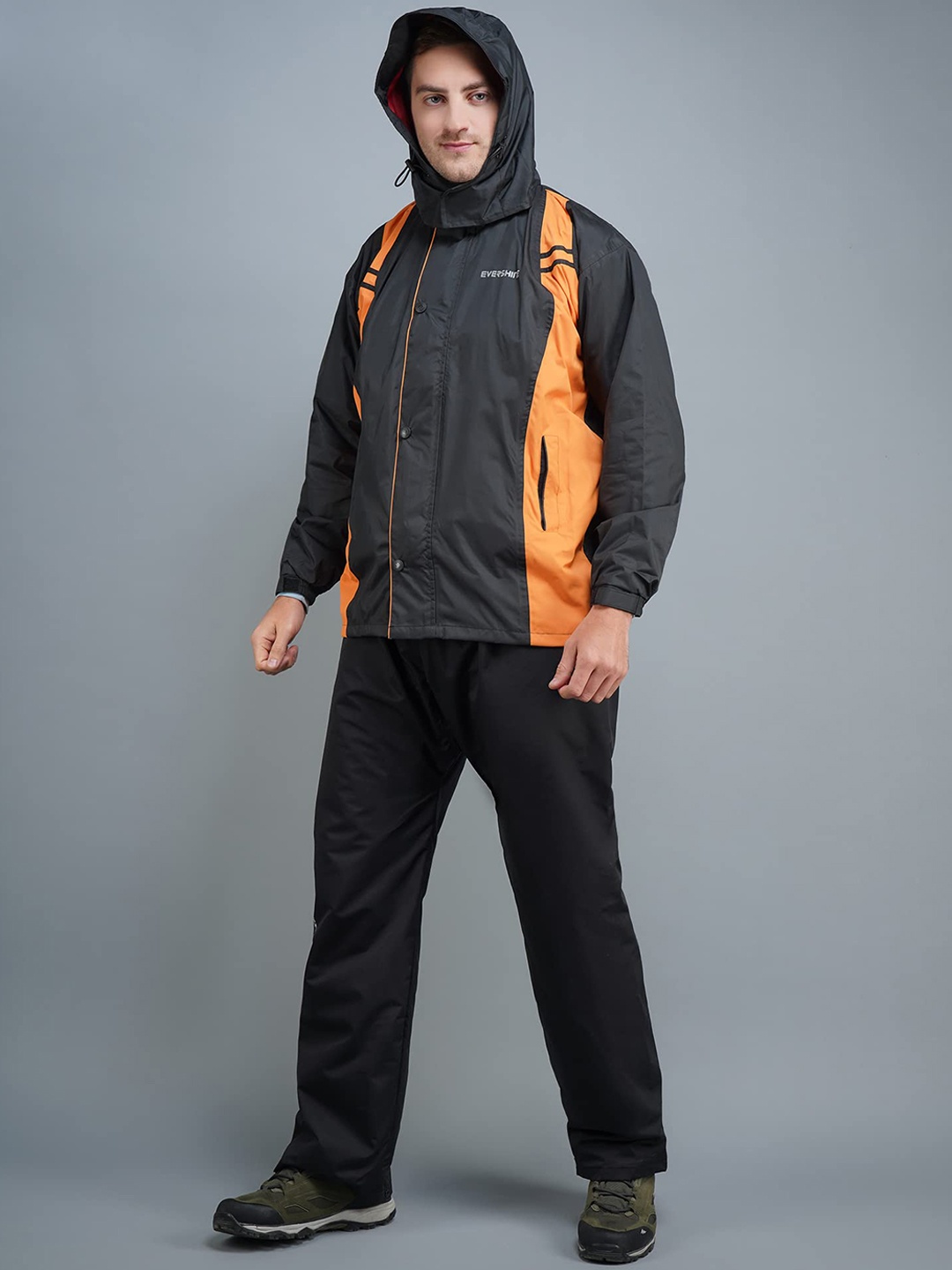 

Super Colourblocked Hooded Rain Suit, Black