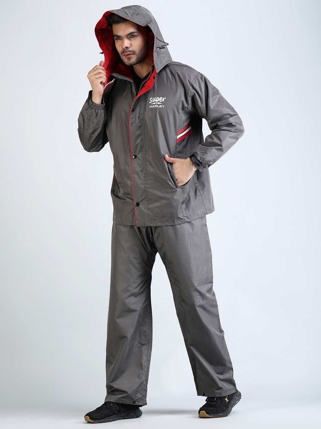 

Super Seam-Sealed Waterproof Hooded Rain Suit, Grey