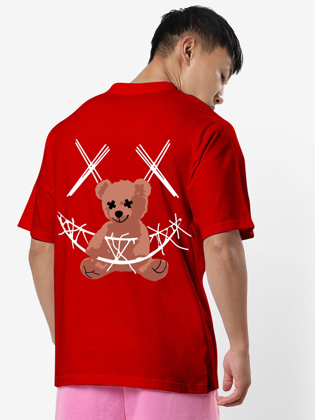 

STATUS MANTRA Graphic Printed Oversized Pure Cotton T-shirt, Red