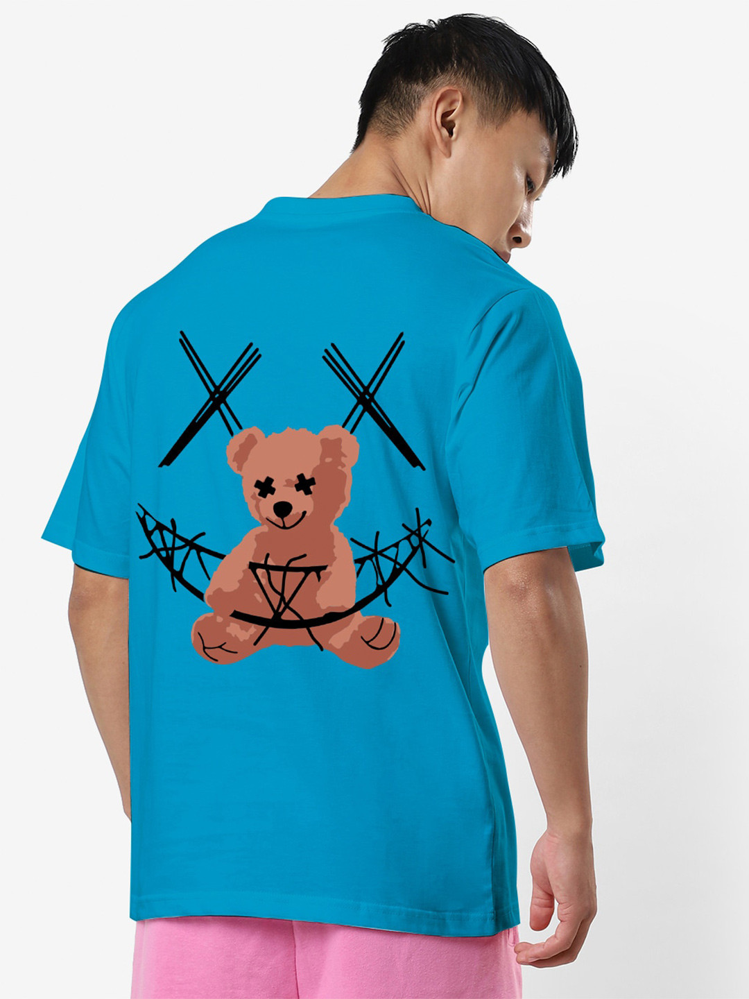 

STATUS MANTRA Typography Printed Oversized Pure Cotton Casual T-shirt, Teal