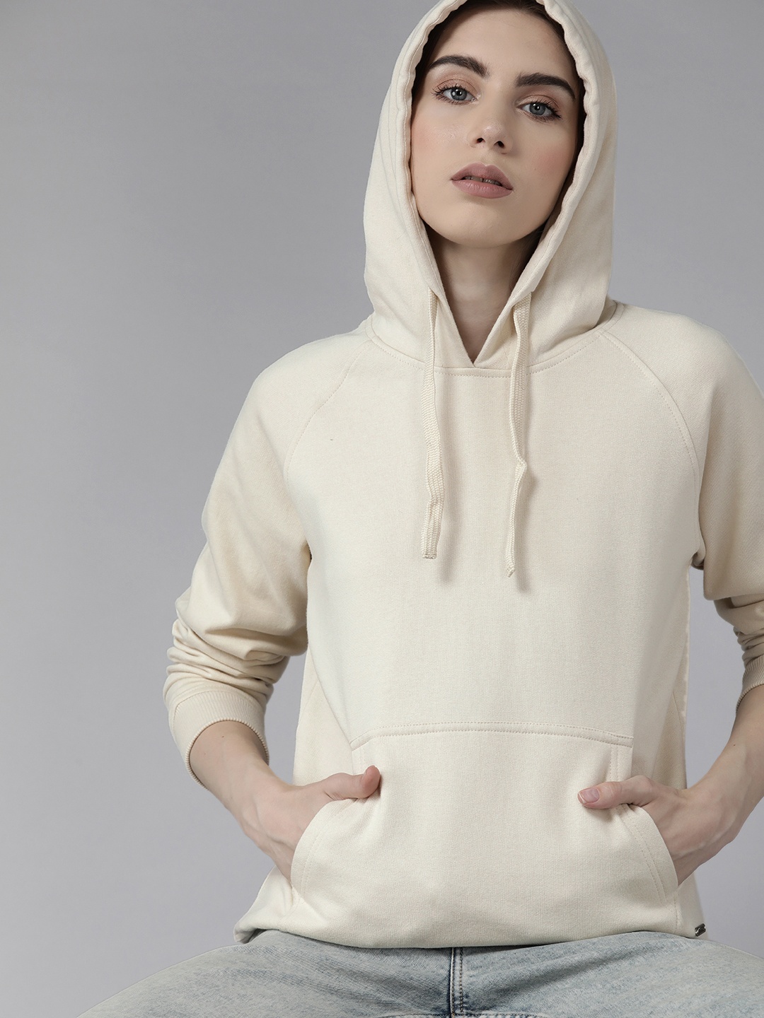 

The Roadster Lifestyle Co. Regular Fit Hooded Sweatshirt, Cream