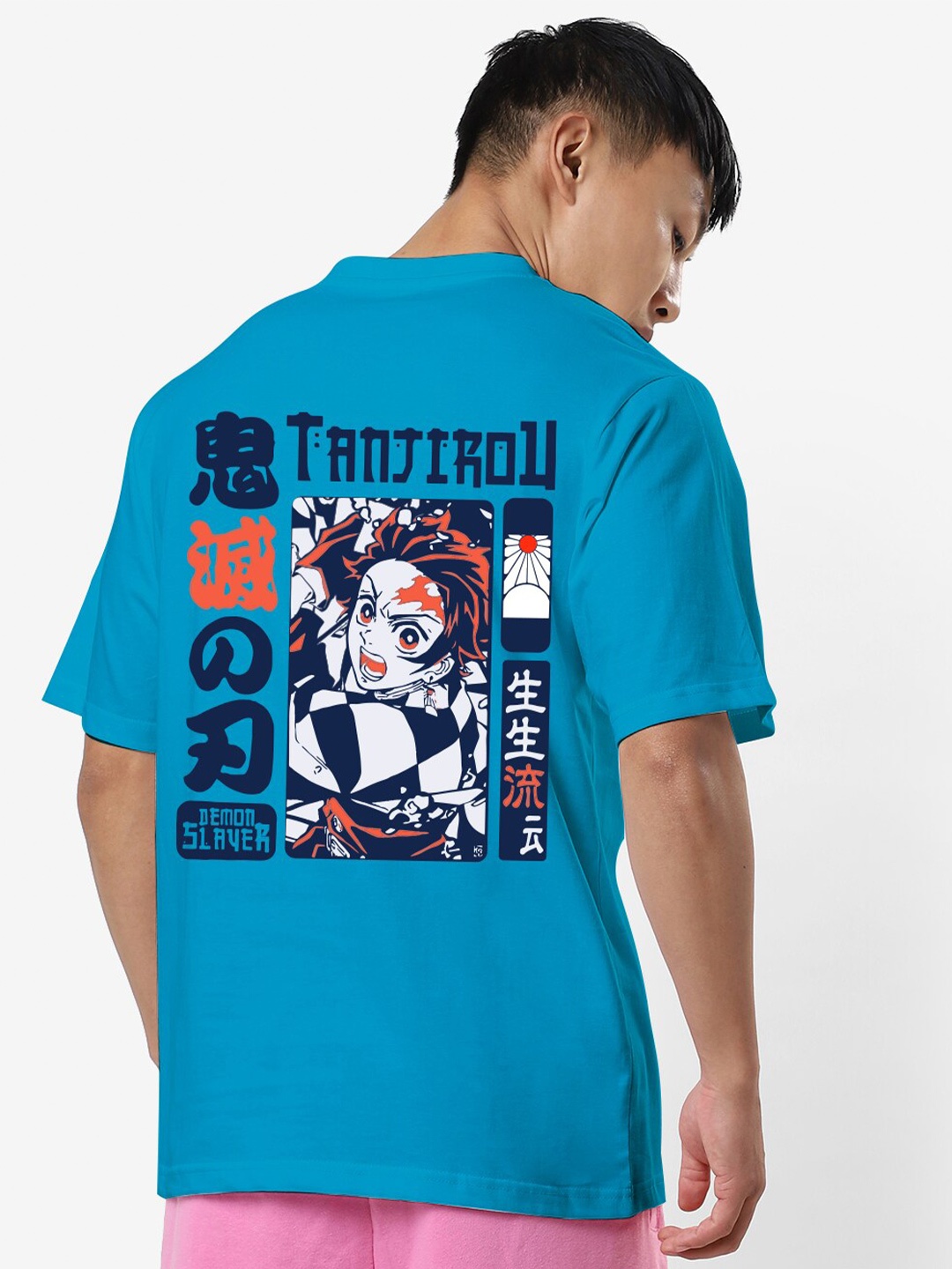 

STATUS MANTRA Graphic Printed Oversized Fit Cotton Casual T-Shirt, Teal