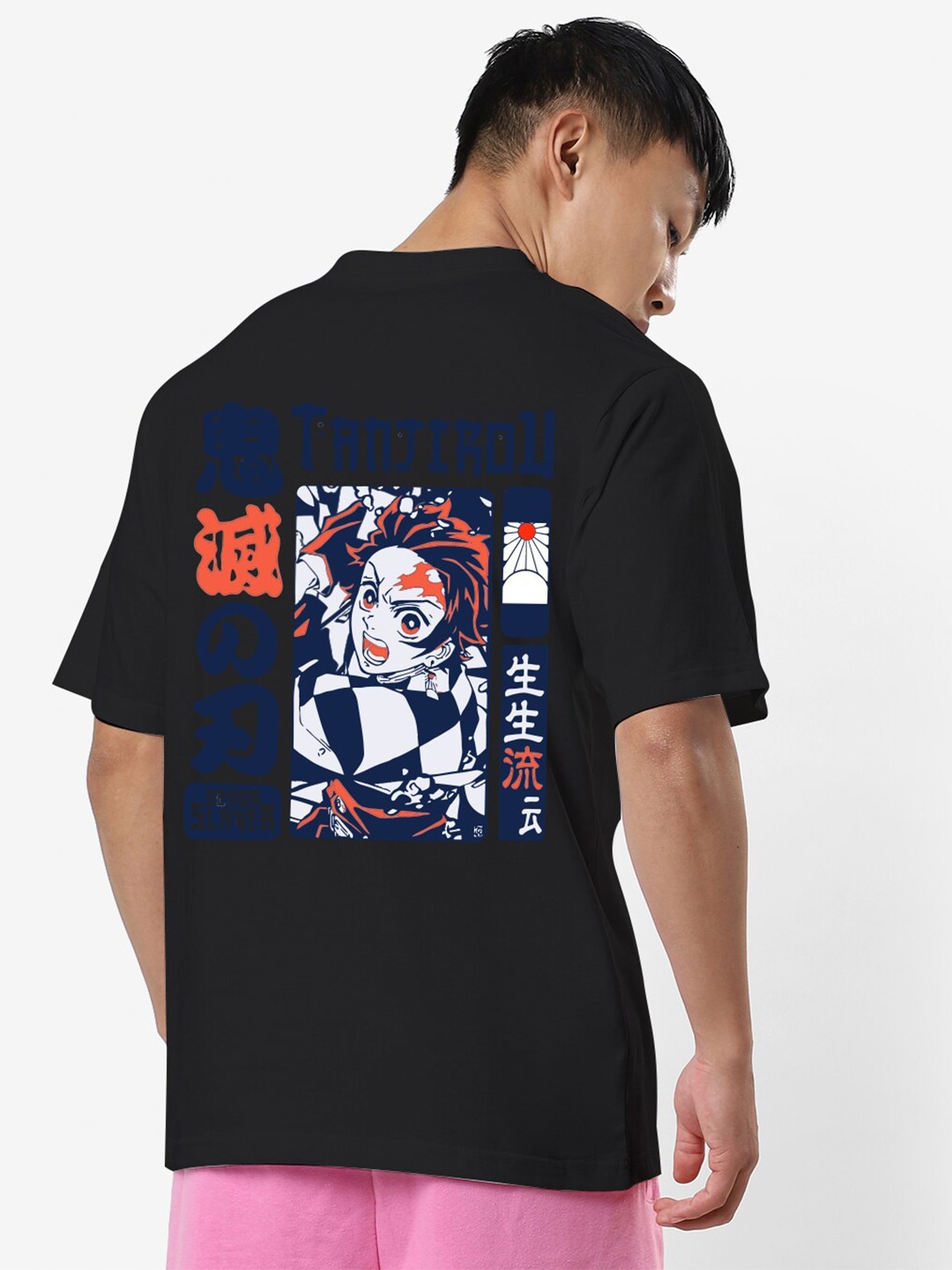 

STATUS MANTRA Graphic Printed Oversized Pure Cotton T-shirt, Black
