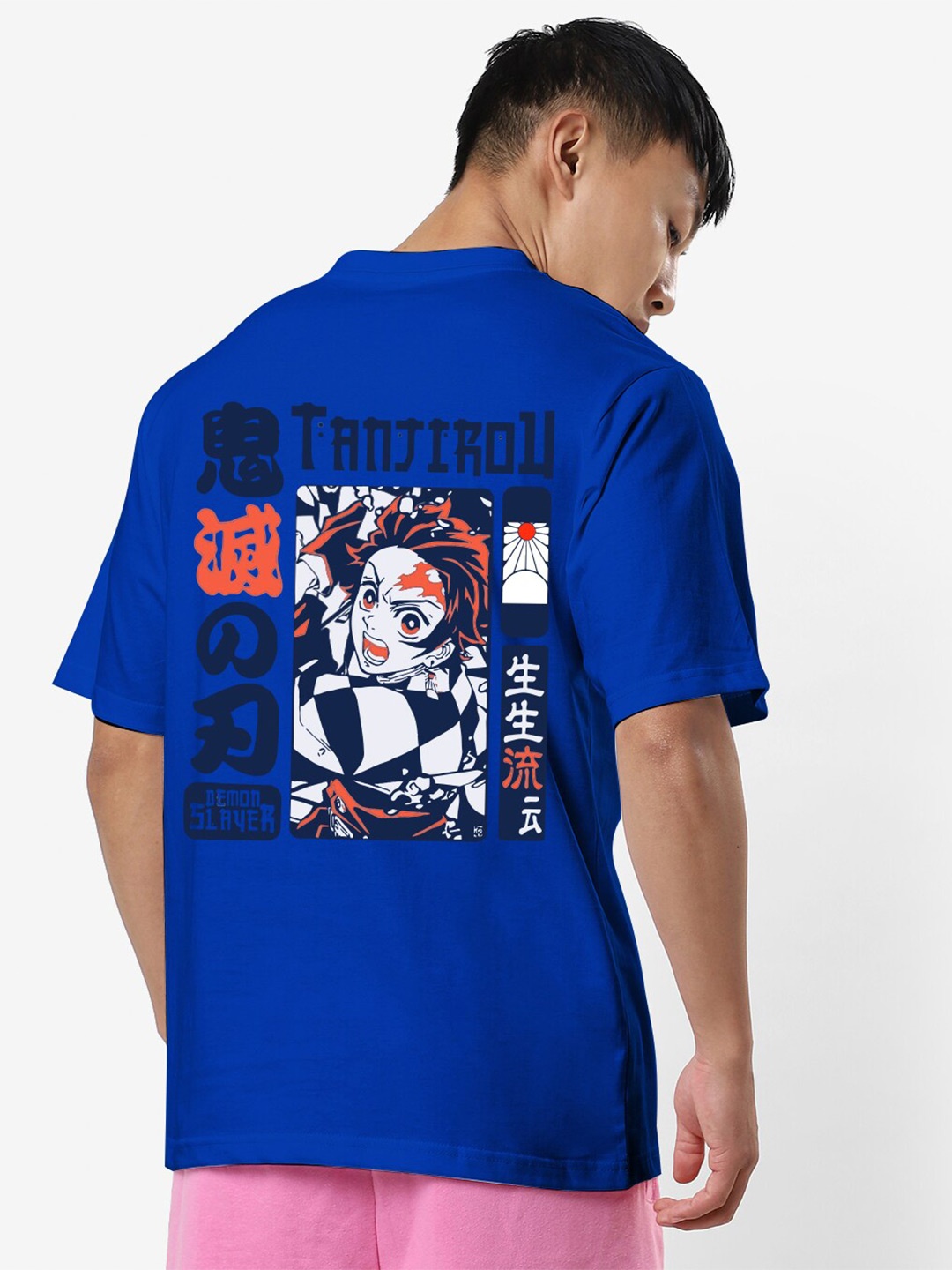 

STATUS MANTRA Graphic Printed Oversized Pure Cotton T-shirt, Blue