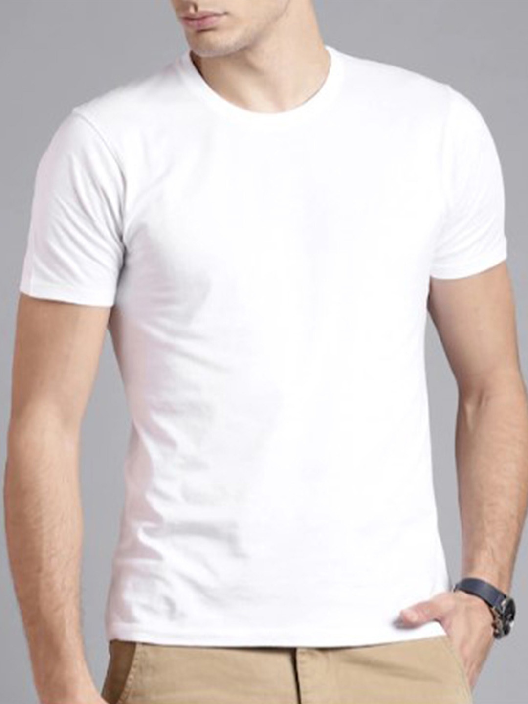 

KAEZRI Round Neck Regular Fit Cotton T-shirt, White