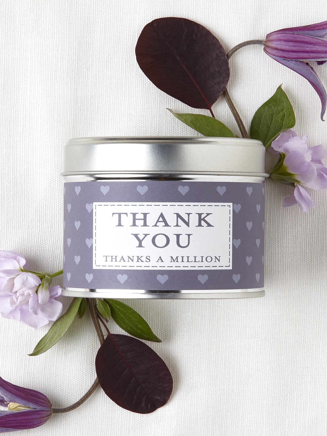 

Aromatic White Thank You Wishes Scented Tin Jar Candle