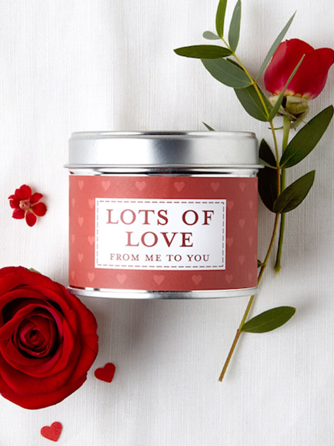 

Aromatic Fables Red & White Love Wishes Printed Scented Tin Jar Candle