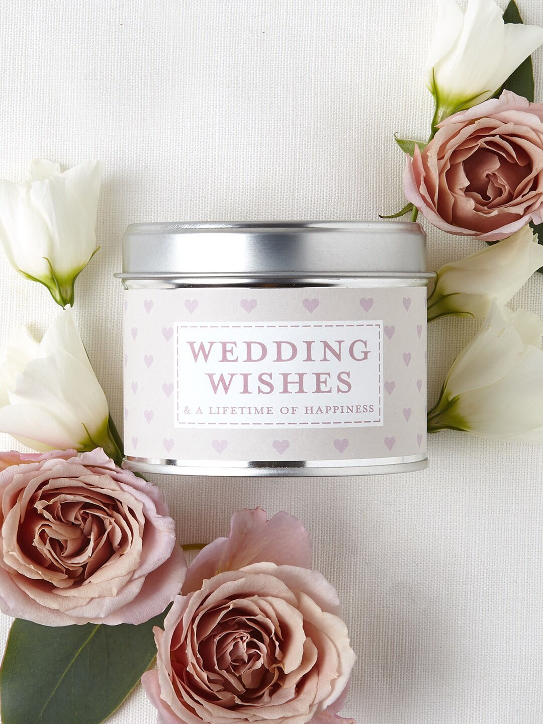

Aromatic Fables Wedding Wishes White Printed Scented Tin Jar Candle