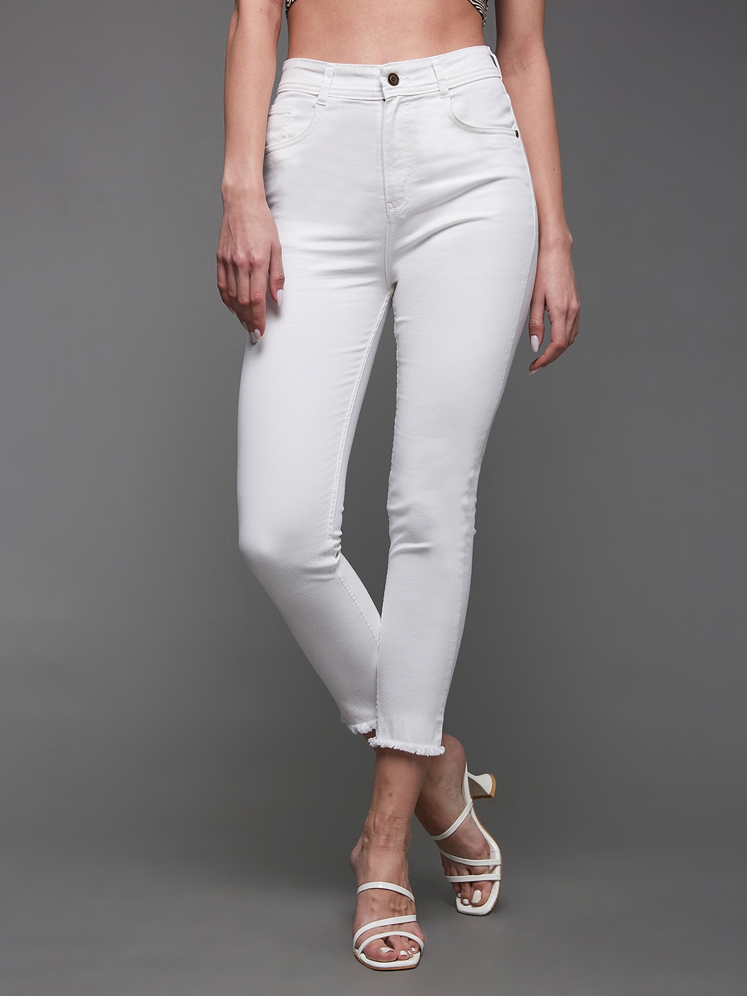 

Miss Chase Women White High-Rise Clean Look Skinny Fit Stretchable Jeans
