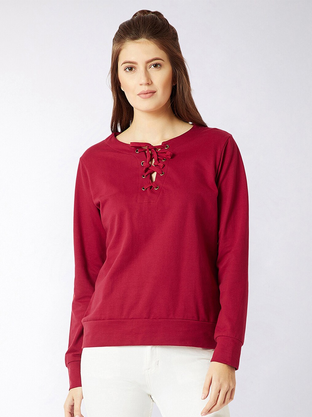 

Miss Chase Round Neck Sweatshirts, Maroon