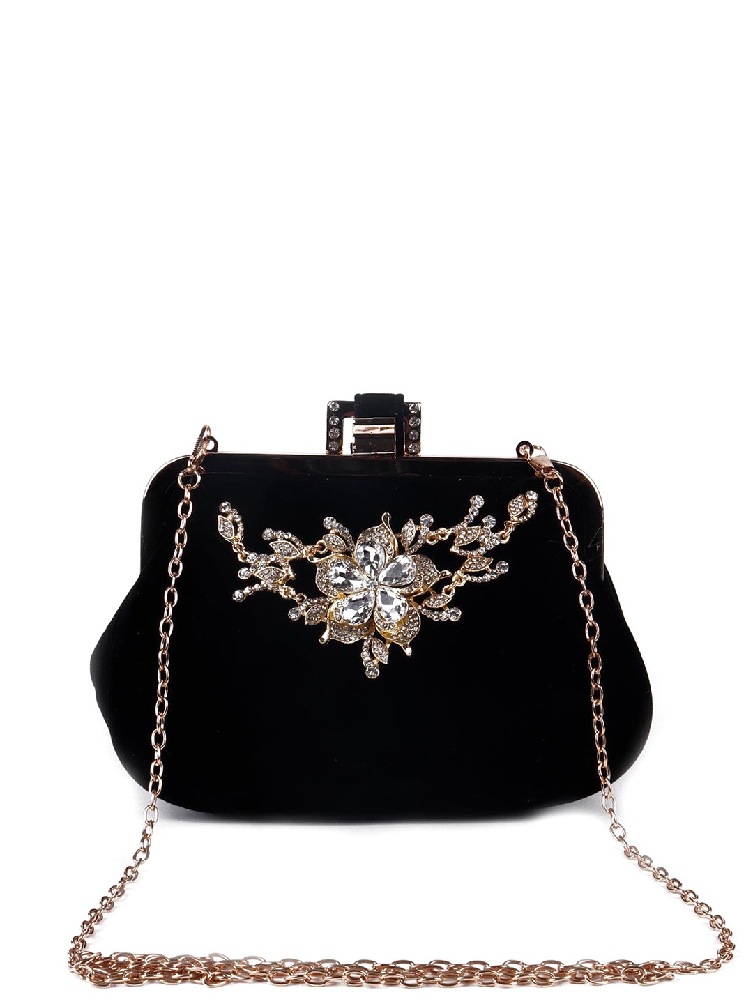 

ODETTE Embellished Structured Sling Bag, Black