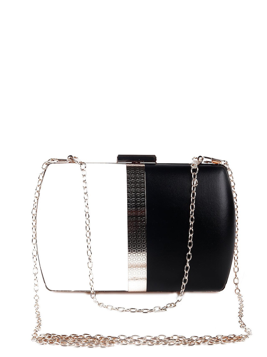 

ODETTE Coloublocked Leather Structured Sling Bag, Black