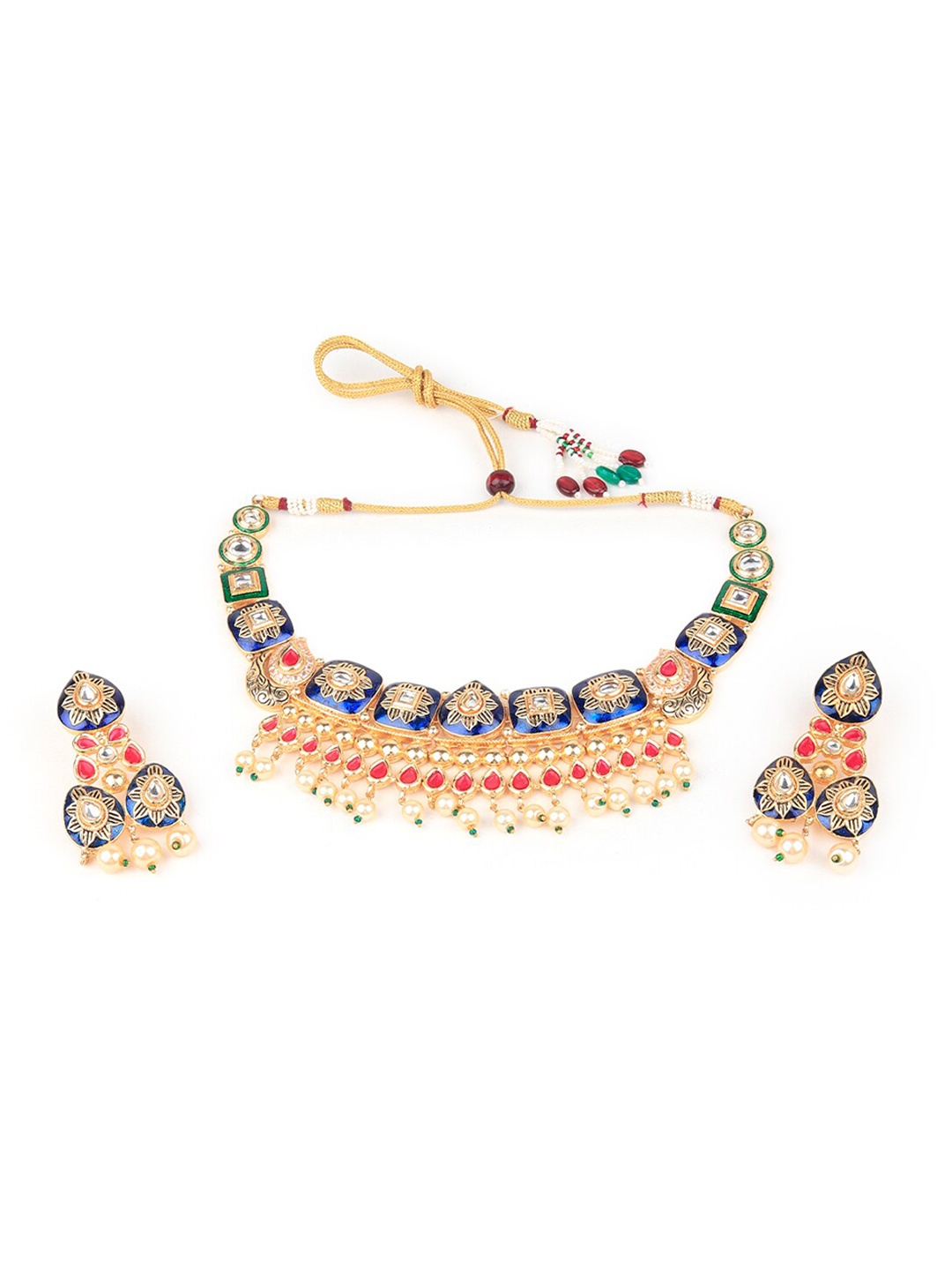 

ODETTE Gold Plated & Stone Studded Jewellery Set, Blue