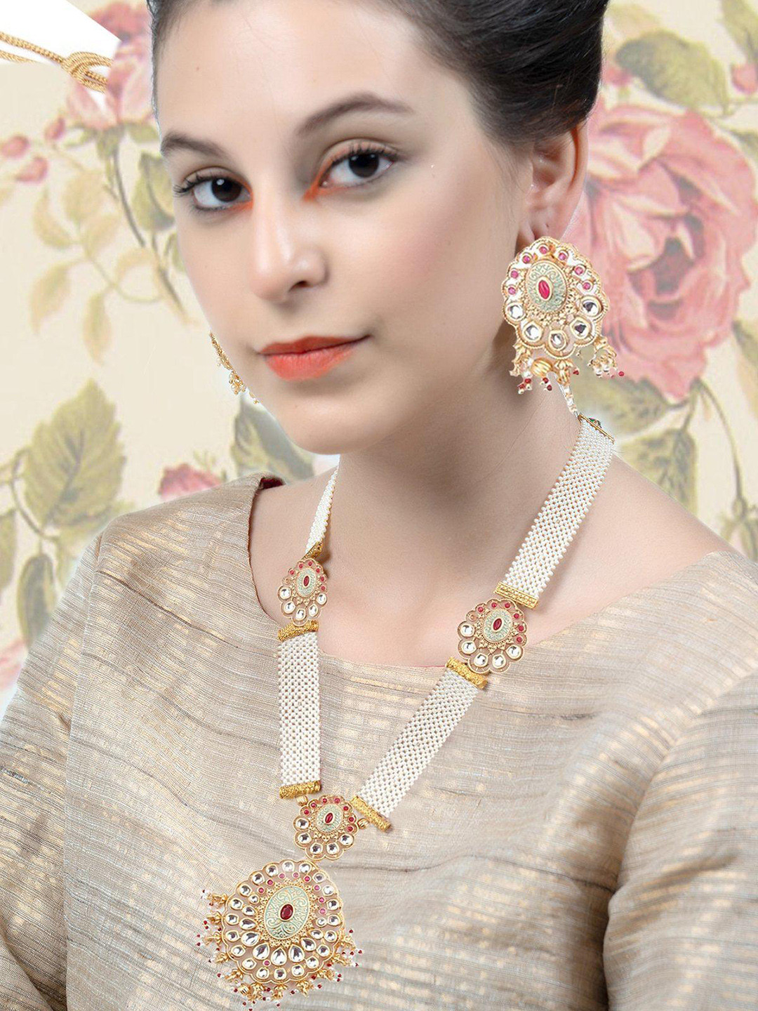 

ODETTE Gold-Plated Pearl Studded Jewellery Set, White