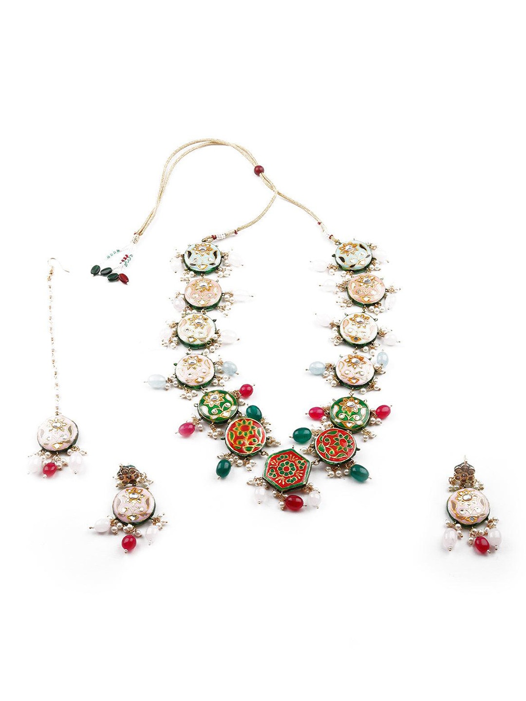 

ODETTE Gold-Plated Studded Jewellery Set, Green