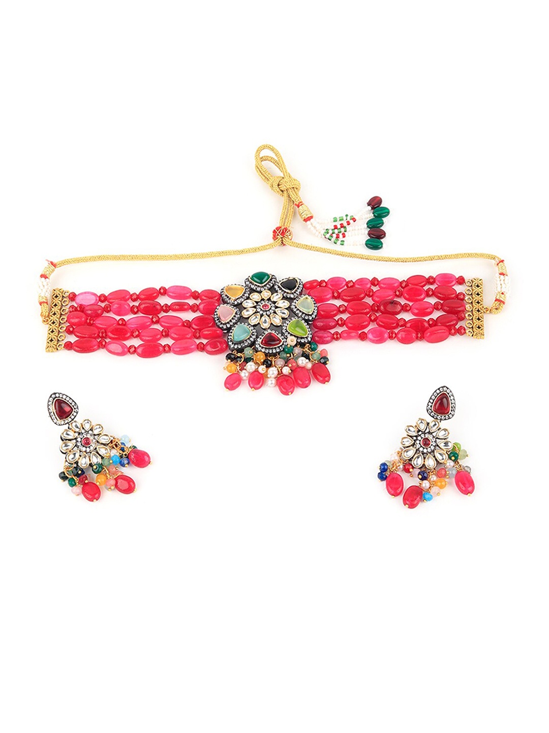 ODETTE Gold Plated Beaded Choker Jewellery Set