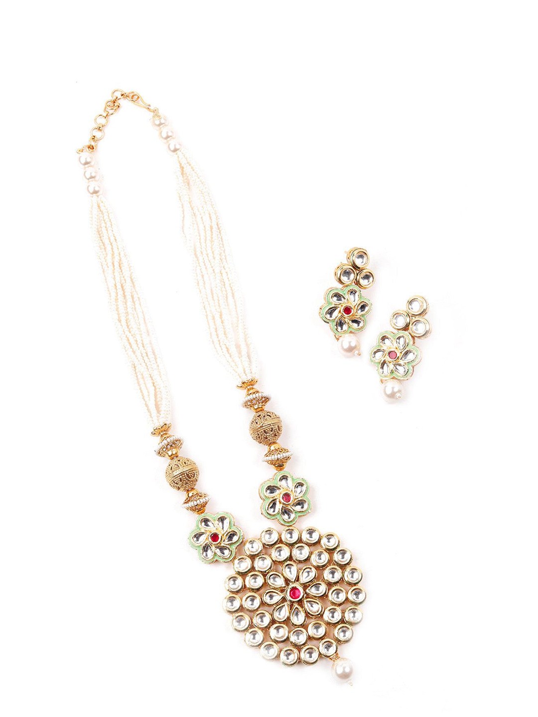 

ODETTE Gold-Plated Pearl & Stone-Studded Necklace Set