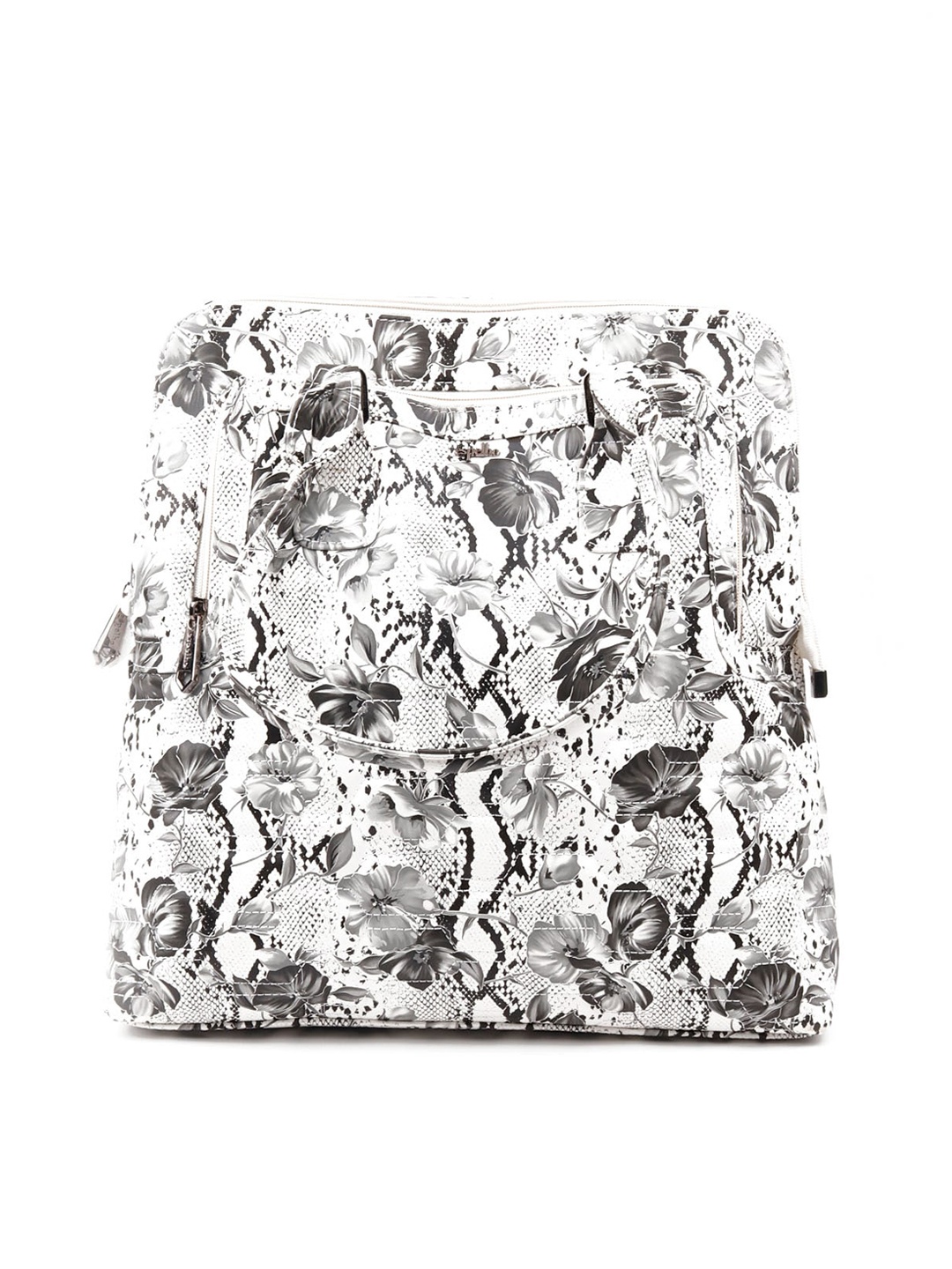 

ODETTE Floral Textured Structured Shoulder Bag with Cut Work, White