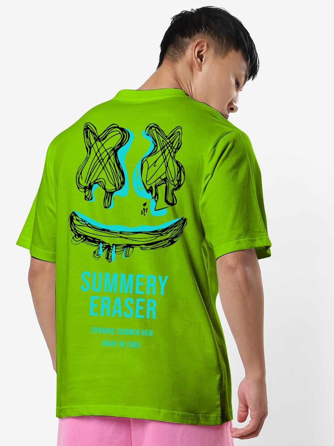 

STATUS MANTRA Graphic Printed Oversized Fit Cotton Casual T-Shirt, Green