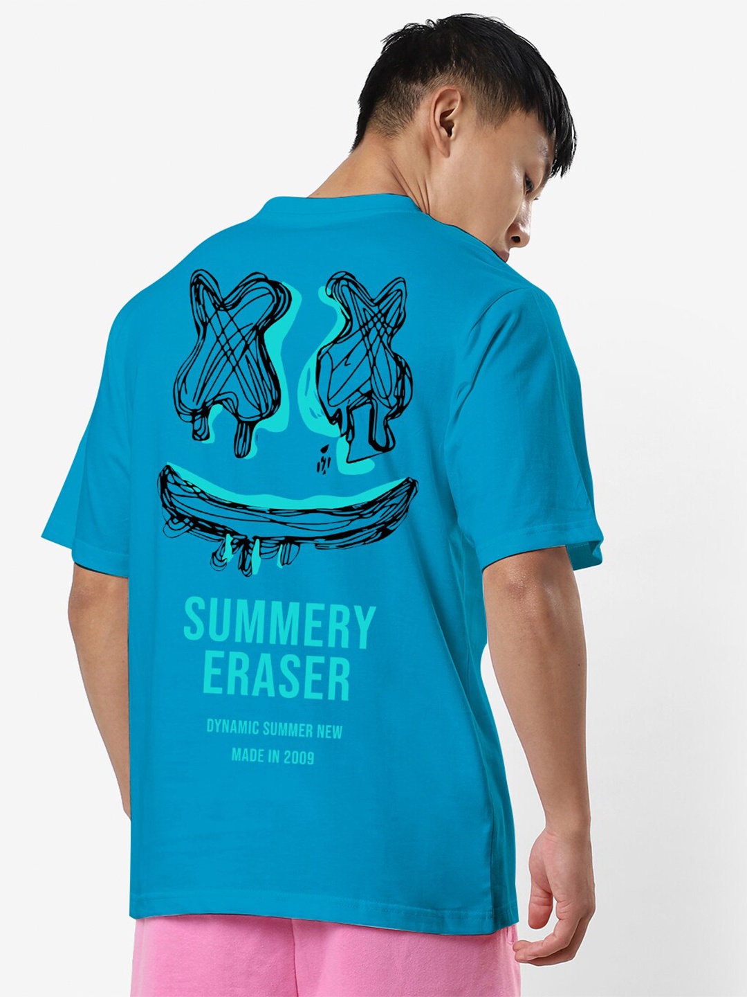 

STATUS MANTRA Graphic Printed Oversized Pure Cotton T-shirt, Teal