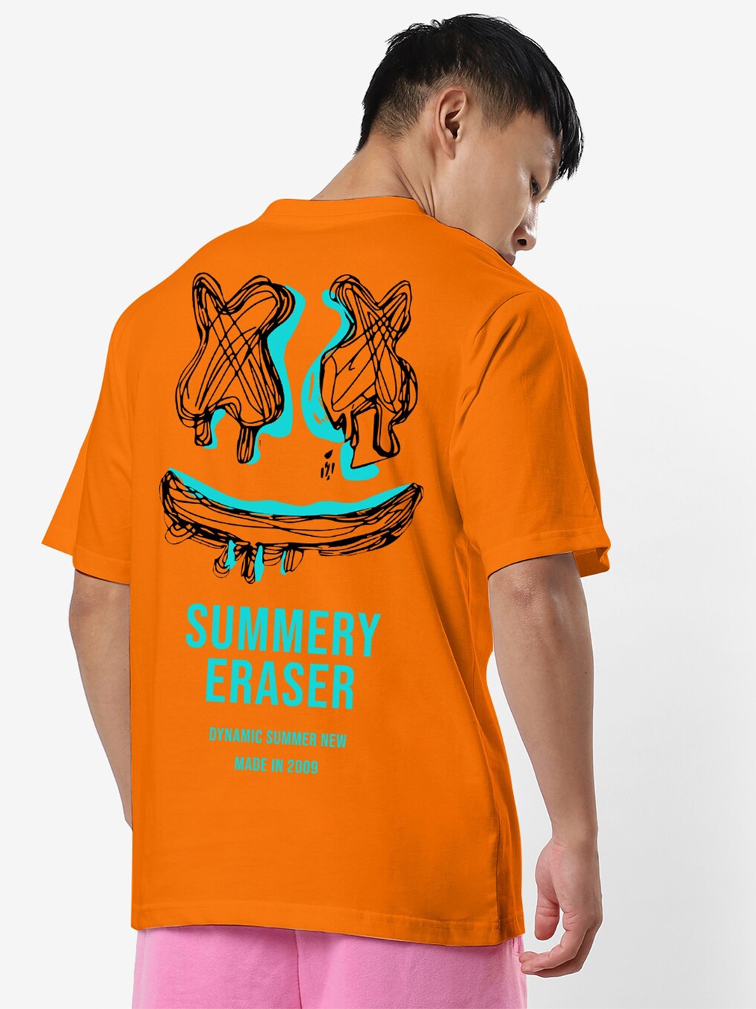 

STATUS MANTRA Graphic Printed Oversized Pure Cotton T-shirt, Orange