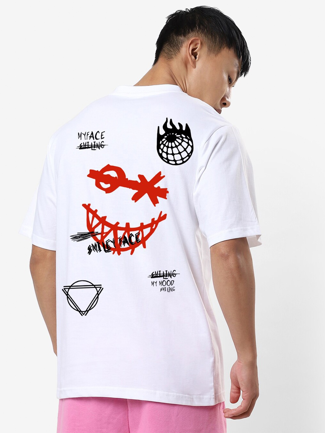 

STATUS MANTRA Typography Printed Oversized Pure Cotton T-shirt, White
