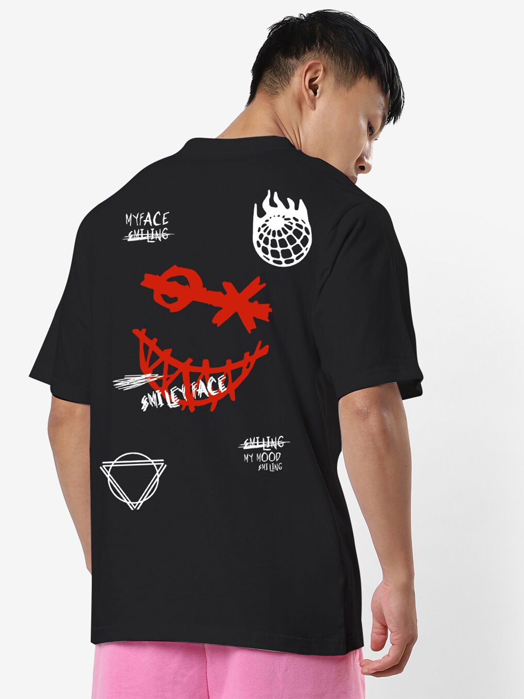 

STATUS MANTRA Graphic Printed Oversized Pure Cotton T-shirt, Black